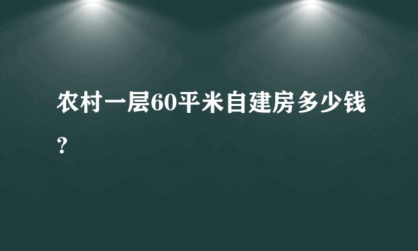 农村一层60平米自建房多少钱？