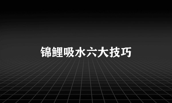 锦鲤吸水六大技巧