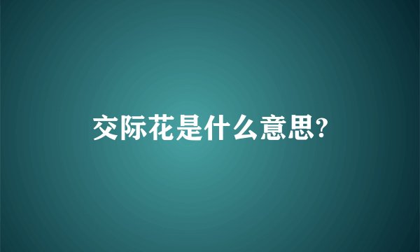 交际花是什么意思?