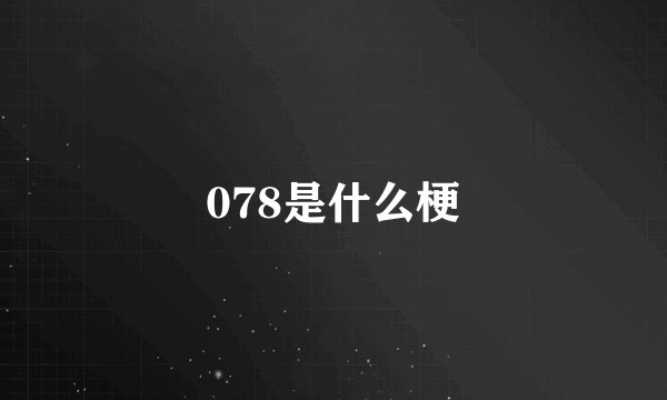 078是什么梗