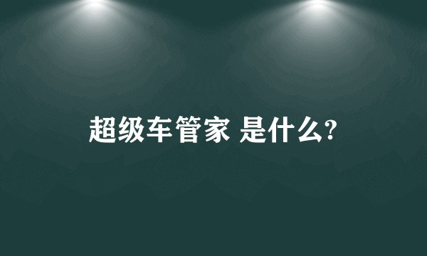 超级车管家 是什么?