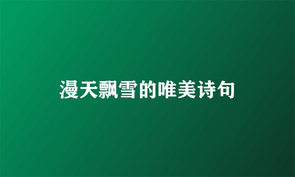 漫天飘雪的唯美诗句