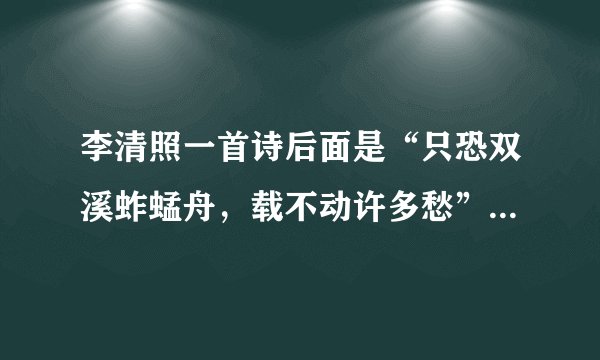 李清照一首诗后面是“只恐双溪蚱蜢舟，载不动许多愁”。完整的诗是怎样的？