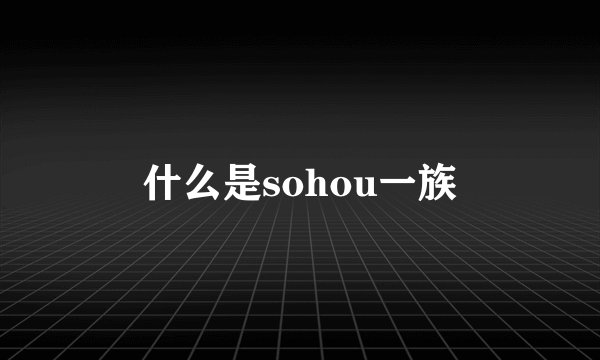 什么是sohou一族