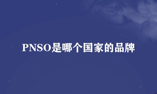 PNSO是哪个国家的品牌