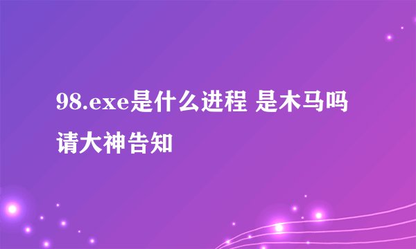98.exe是什么进程 是木马吗 请大神告知