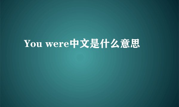 You were中文是什么意思