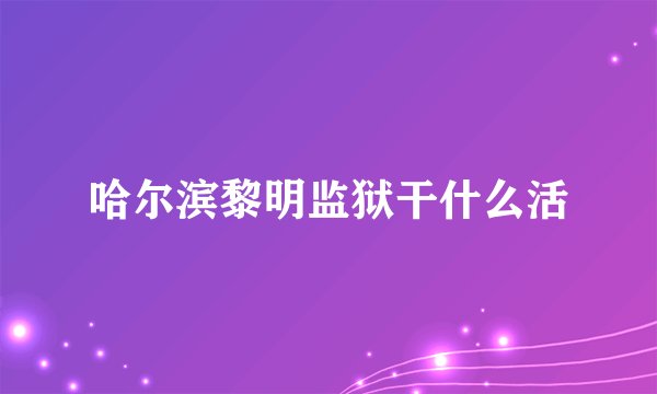 哈尔滨黎明监狱干什么活