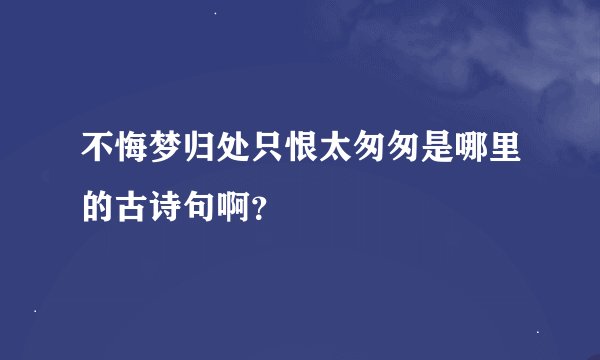 不悔梦归处只恨太匆匆是哪里的古诗句啊？