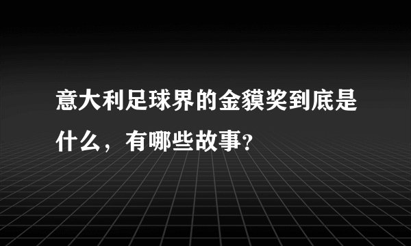 意大利足球界的金貘奖到底是什么，有哪些故事？