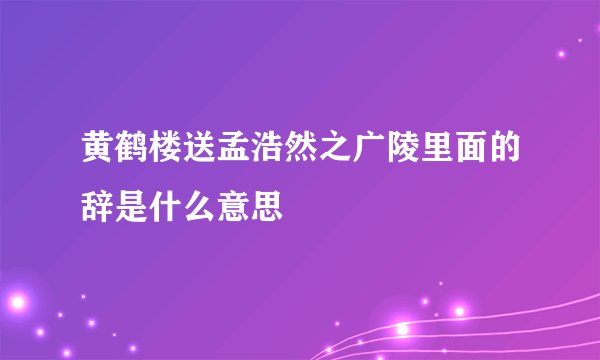 黄鹤楼送孟浩然之广陵里面的辞是什么意思