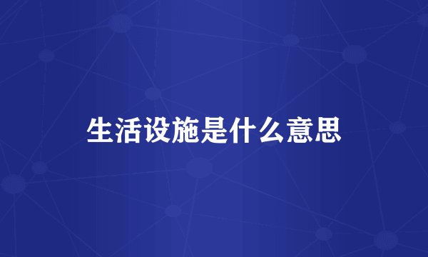 生活设施是什么意思
