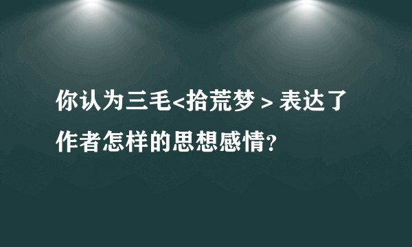 你认为三毛<拾荒梦＞表达了作者怎样的思想感情？