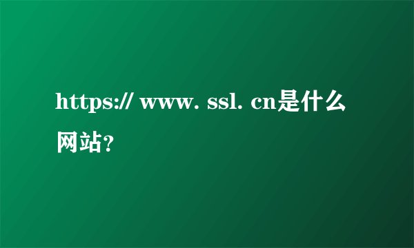 https:// www. ssl. cn是什么网站？