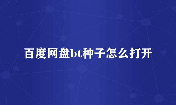 百度网盘bt种子怎么打开
