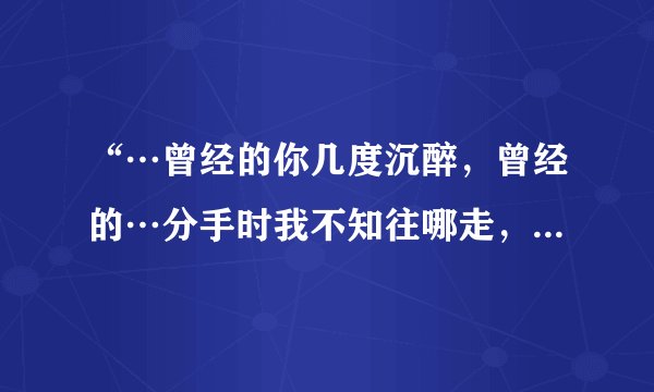 “…曾经的你几度沉醉，曾经的…分手时我不知往哪走，你我…”《我是特种兵》插曲叫啥名？