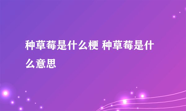 种草莓是什么梗 种草莓是什么意思