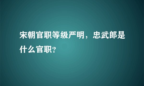 宋朝官职等级严明，忠武郎是什么官职？