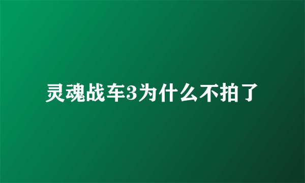 灵魂战车3为什么不拍了