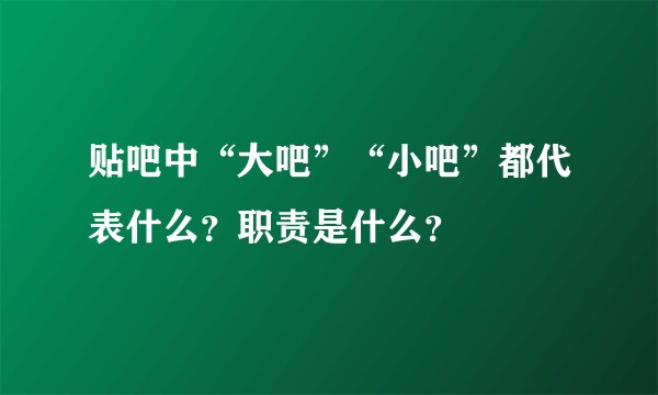 贴吧中“大吧”“小吧”都代表什么？职责是什么？