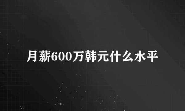 月薪600万韩元什么水平