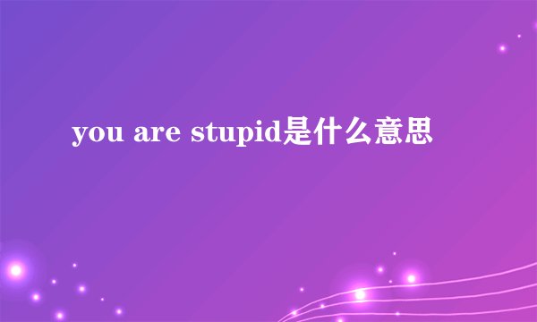 you are stupid是什么意思