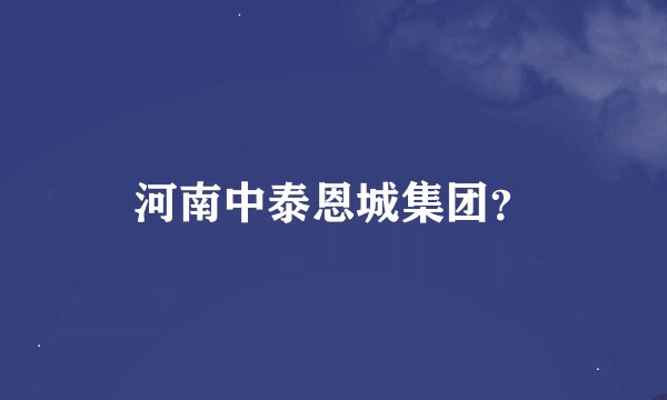 河南中泰恩城集团？