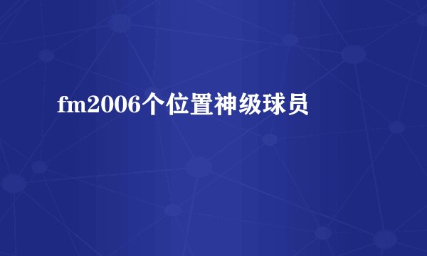 fm2006个位置神级球员