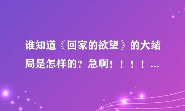 谁知道《回家的欲望》的大结局是怎样的？急啊！！！！！！！！！！