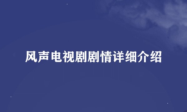 风声电视剧剧情详细介绍