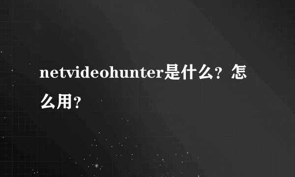 netvideohunter是什么？怎么用？