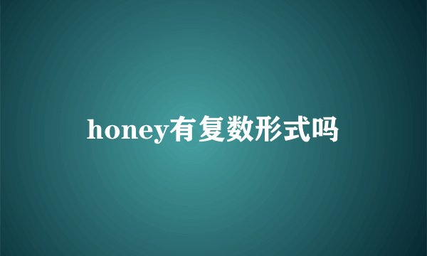 honey有复数形式吗