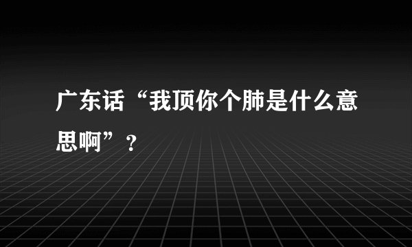 广东话“我顶你个肺是什么意思啊”？