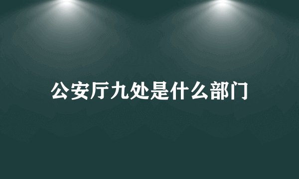 公安厅九处是什么部门