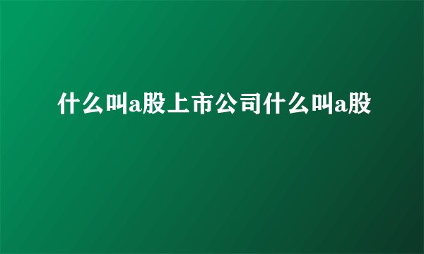 什么叫a股上市公司什么叫a股