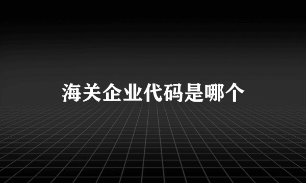 海关企业代码是哪个