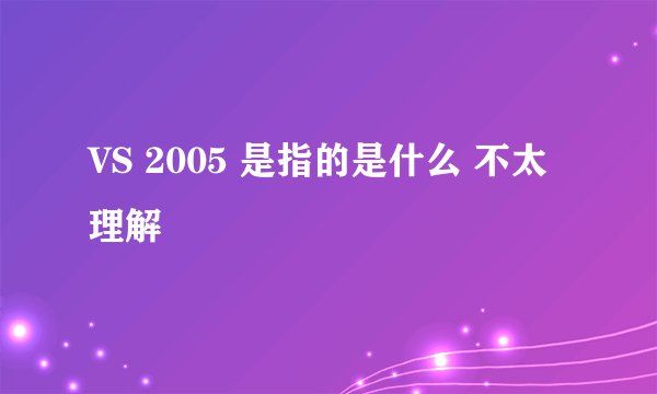 VS 2005 是指的是什么 不太理解