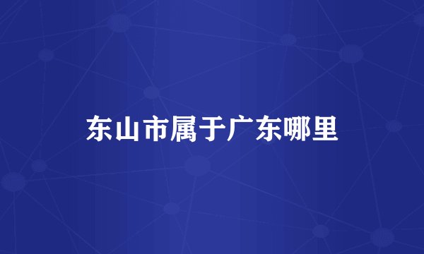 东山市属于广东哪里