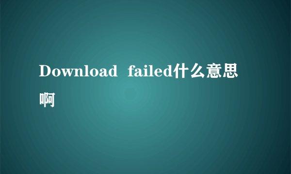 Download  failed什么意思啊