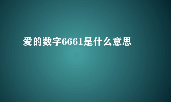 爱的数字6661是什么意思