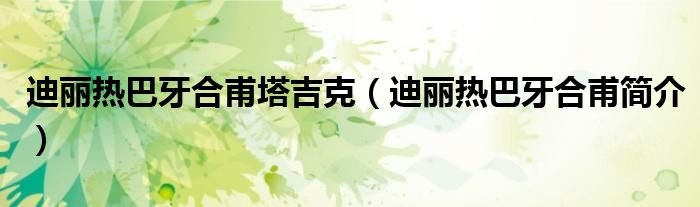 迪丽热巴牙合甫塔吉克迪丽热巴牙合甫简介