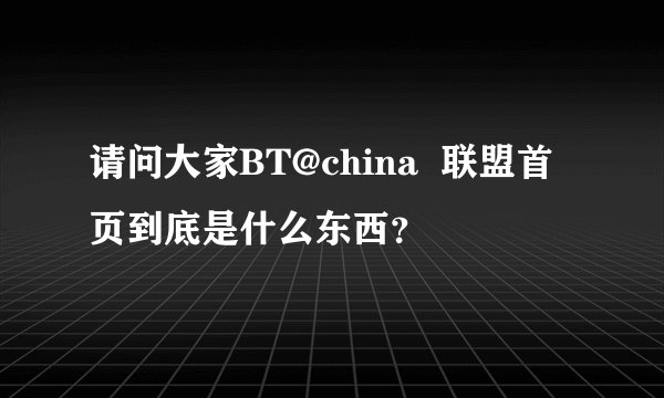 请问大家BT@china  联盟首页到底是什么东西？