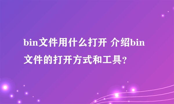 bin文件用什么打开 介绍bin文件的打开方式和工具？
