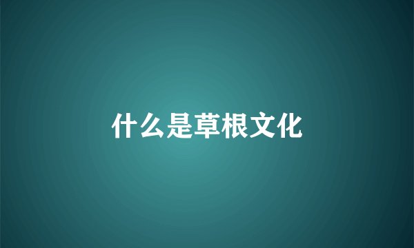什么是草根文化