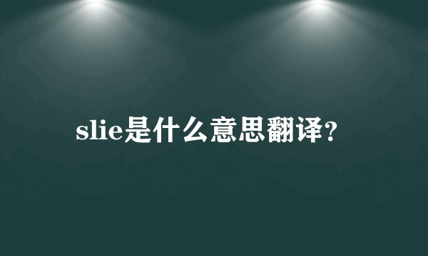 slie是什么意思翻译？