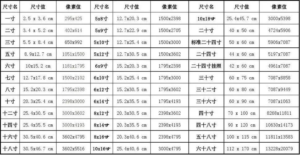 【1寸2寸及各种证件照片标准尺寸像素】证件照尺寸像素