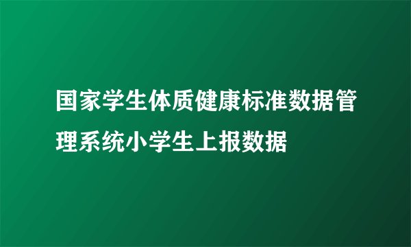 国家学生体质健康标准数据管理系统小学生上报数据
