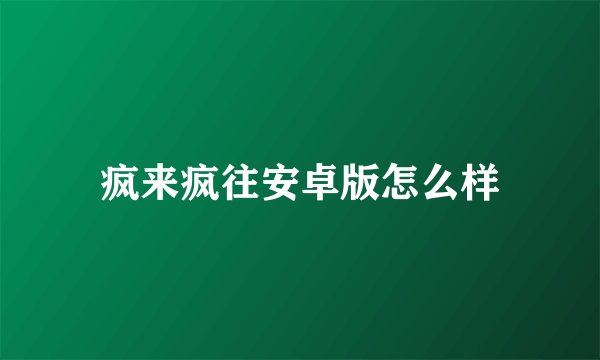 疯来疯往安卓版怎么样