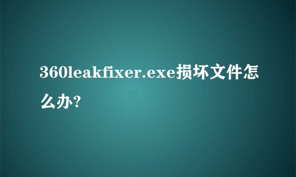 360leakfixer.exe损坏文件怎么办?
