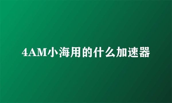 4AM小海用的什么加速器